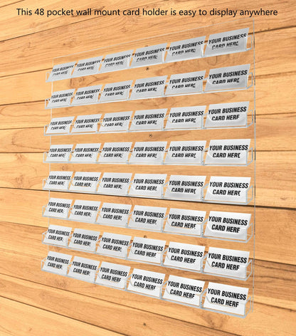Forty Eight Pocket Wall Business Card Holder Gift Appointment Cards on a wall filled with business cards