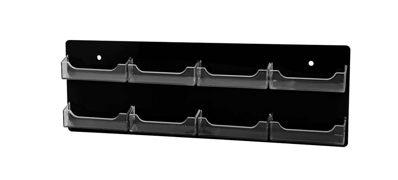 Eight Pocket Wall Mount Business Card Rack Holder Clear Black standard view