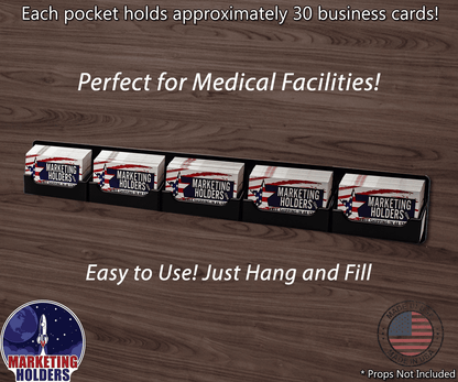 Five Pocket Wall Mount Business Card Rack front view