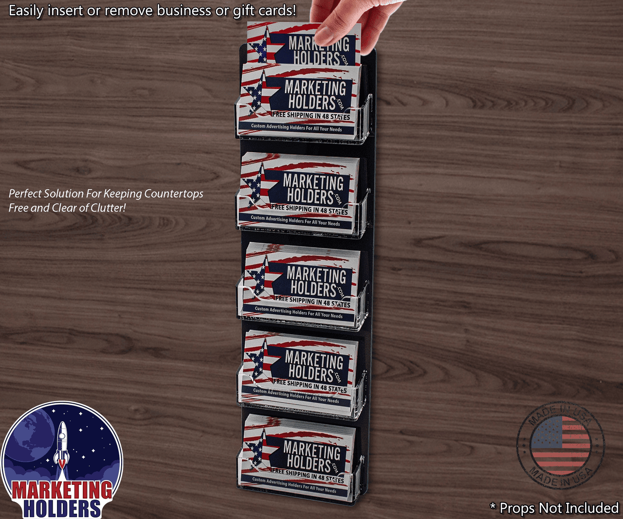 Five Pocket Office Wall Contact Card Rack