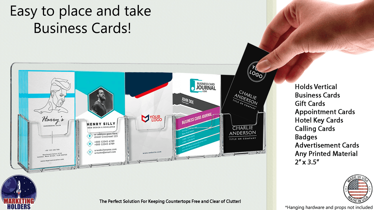 Each pocket holds approximately thirty business cards