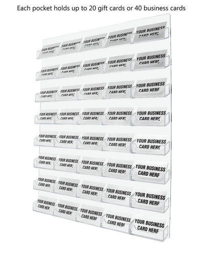 Forty Pocket Gift Card Retail Holder Card Display Contact Wall Mount Premium