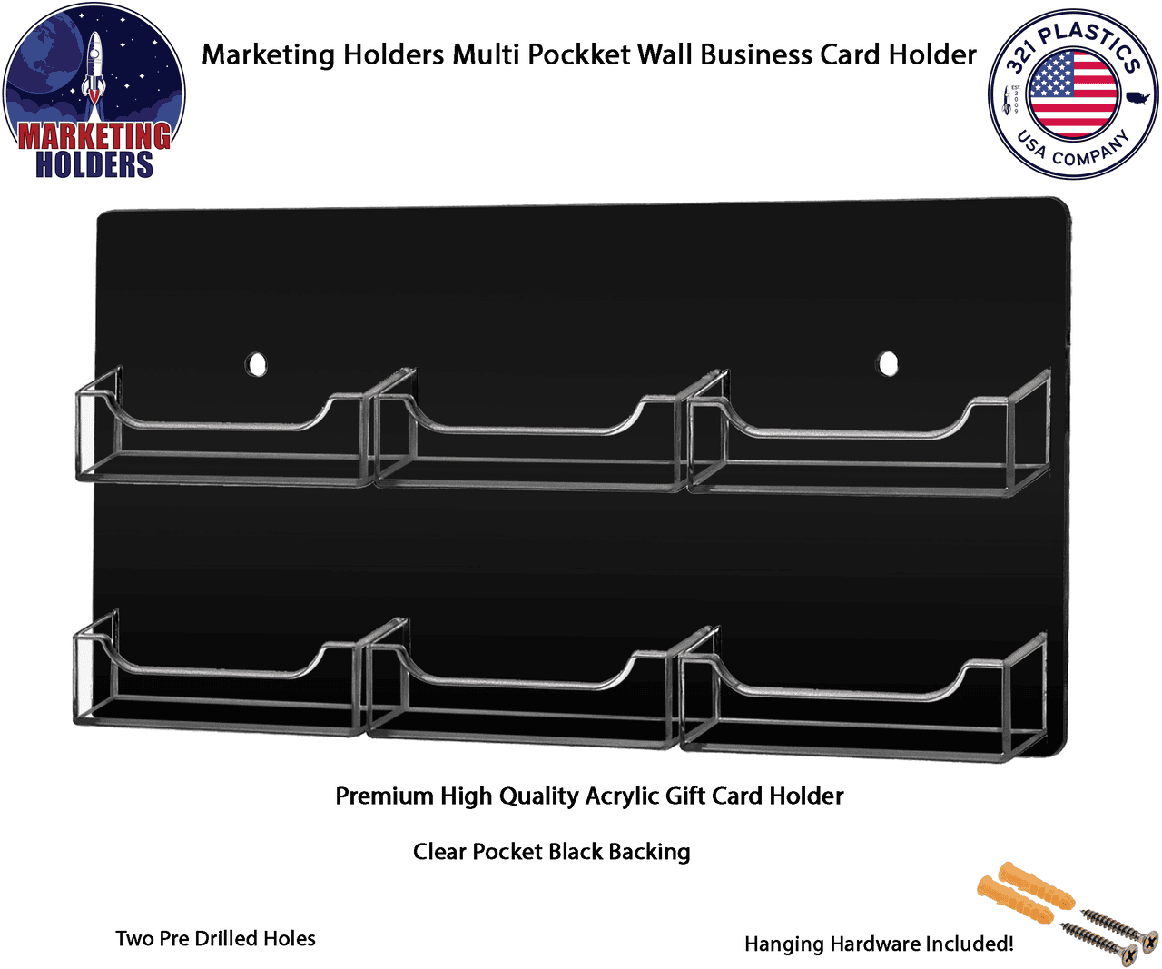 6 Pocket Wall Mount Business Card Holder