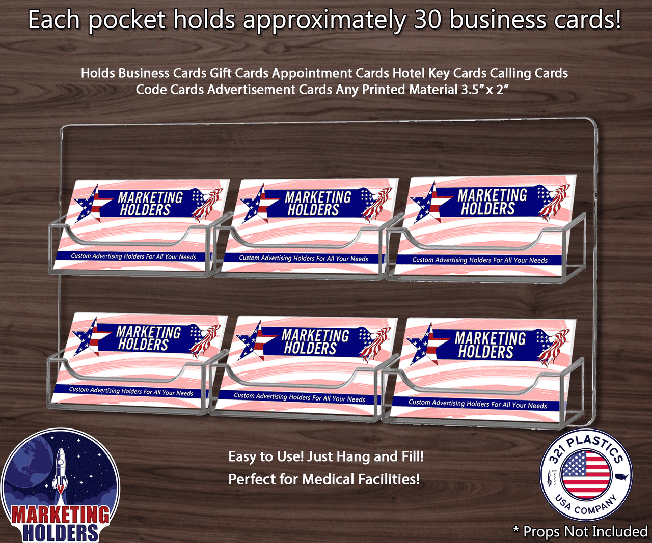 6 Pocket Wall Mount Business Card Holder
