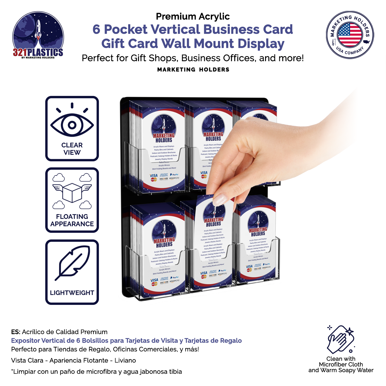 6 Pocket Hanging Vertical Business and Gift Card Holder