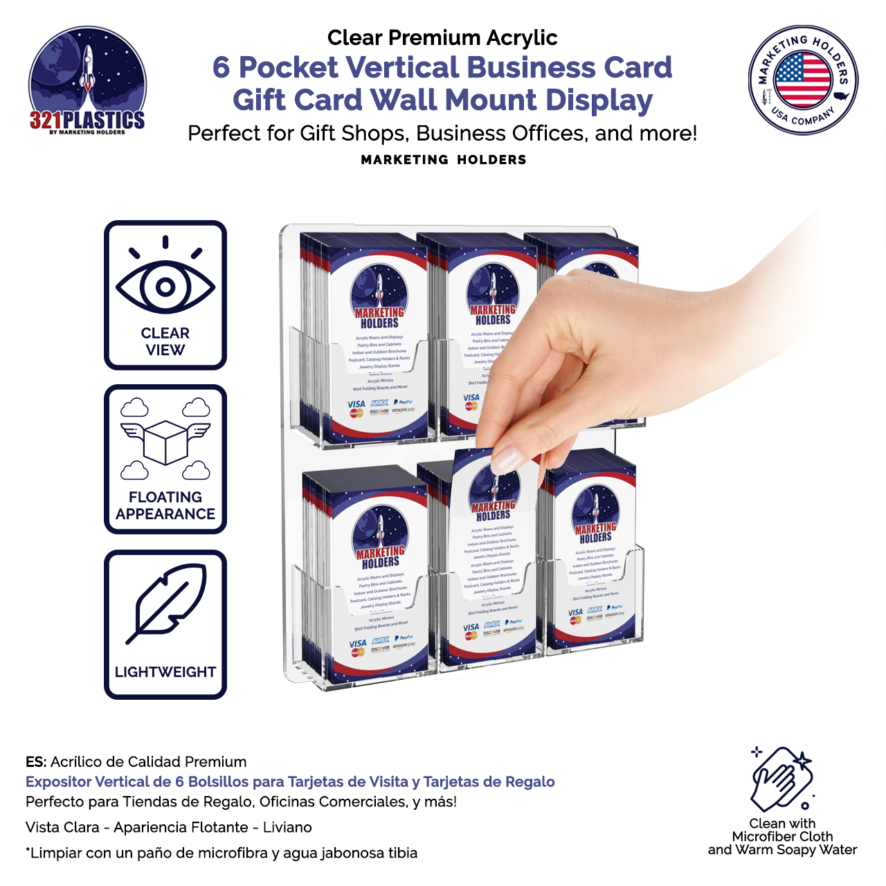 6 Pocket Hanging Vertical Business and Gift Card Holder