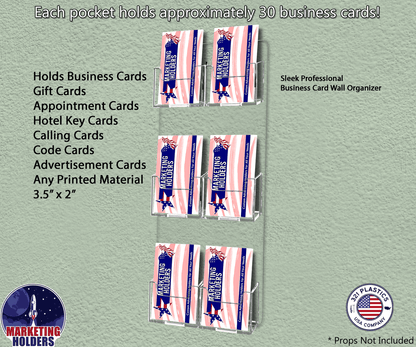 6 Pocket Wall Mount Vertical Business Card Holder