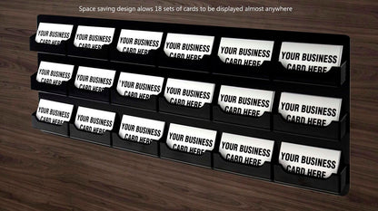 Eighteen Pocket Wall Business Card Rack Holder Horizontal Hanging black with business cards