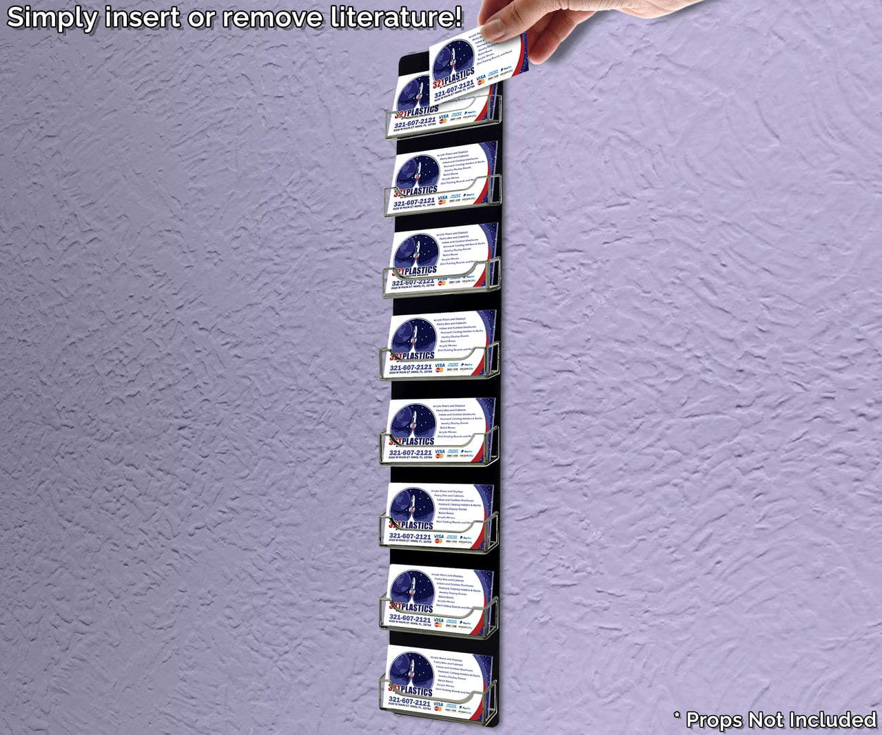 Multi Pocket Hanging Business Card Gift Card Clear on Black