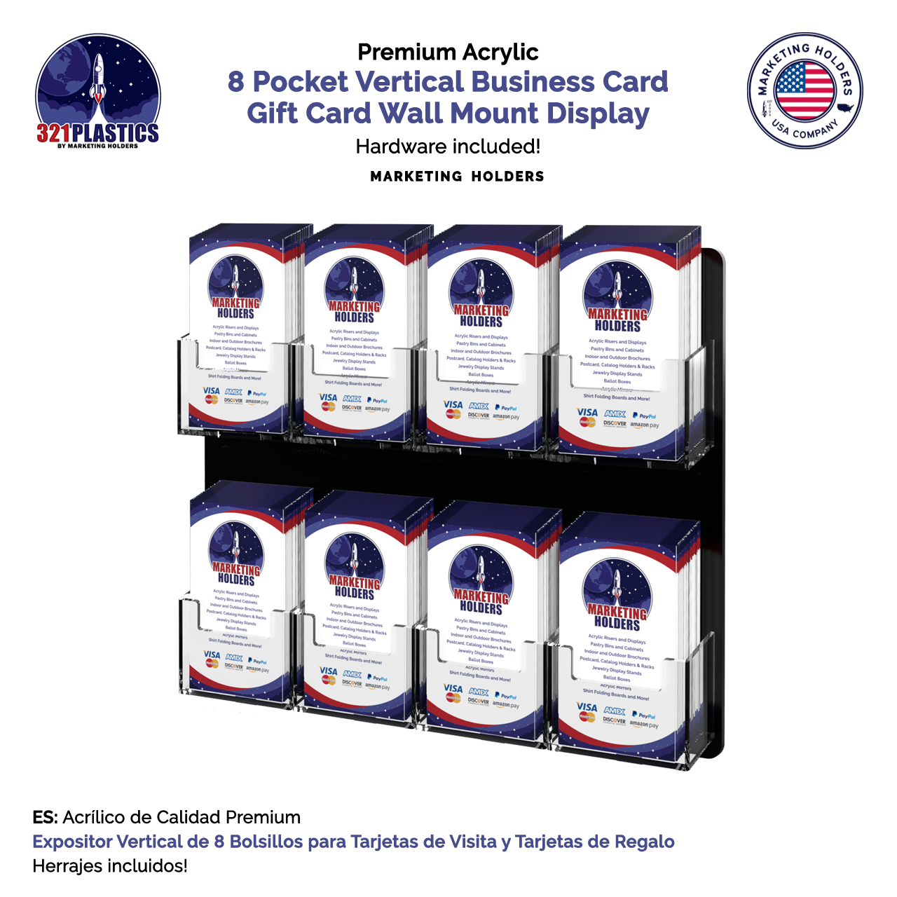 8 Pocket Hanging Vertical Business Card Holder