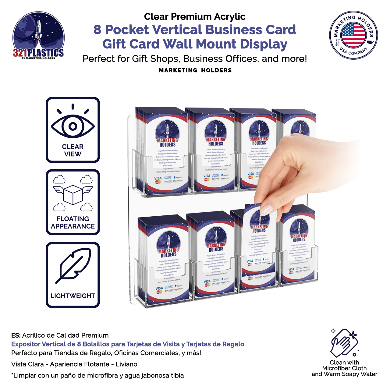 8 Pocket Hanging Vertical Business Card Holder