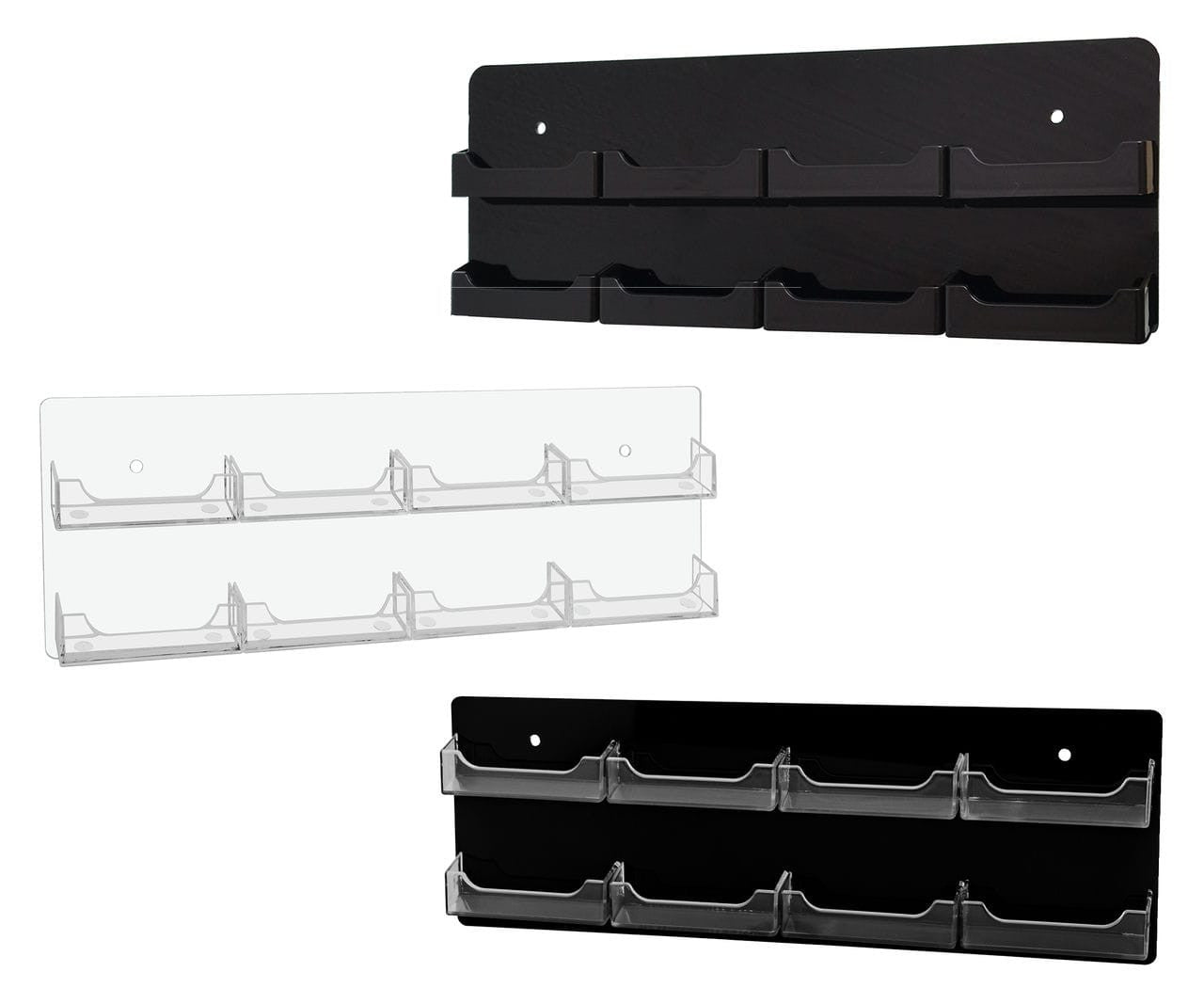Eight Pocket Wall Mount Business Card Rack Holder all variations