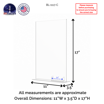 11"W x 17"H Ad Frame Large Sign Display with Business Card Slot