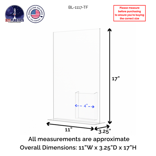 11"W x 17"H Poster Size Sign Frame with Trifold Brochure Slot
