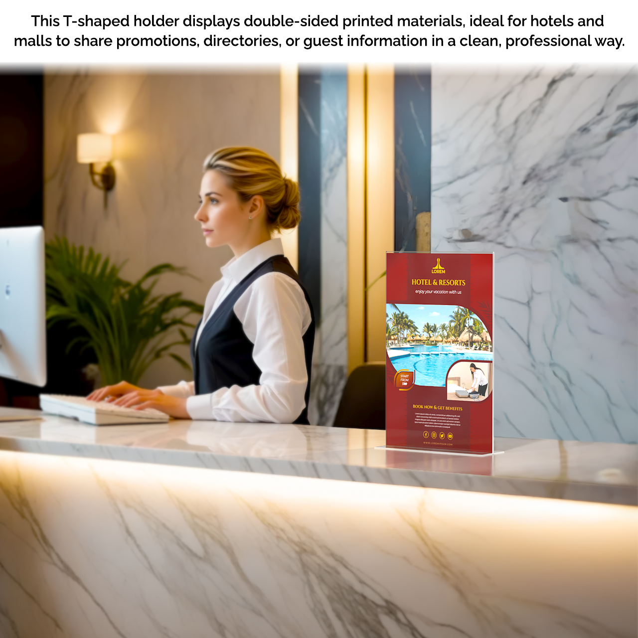 Sign Holder 11"W x 17"H Double Sided Bottom Load Table Tent