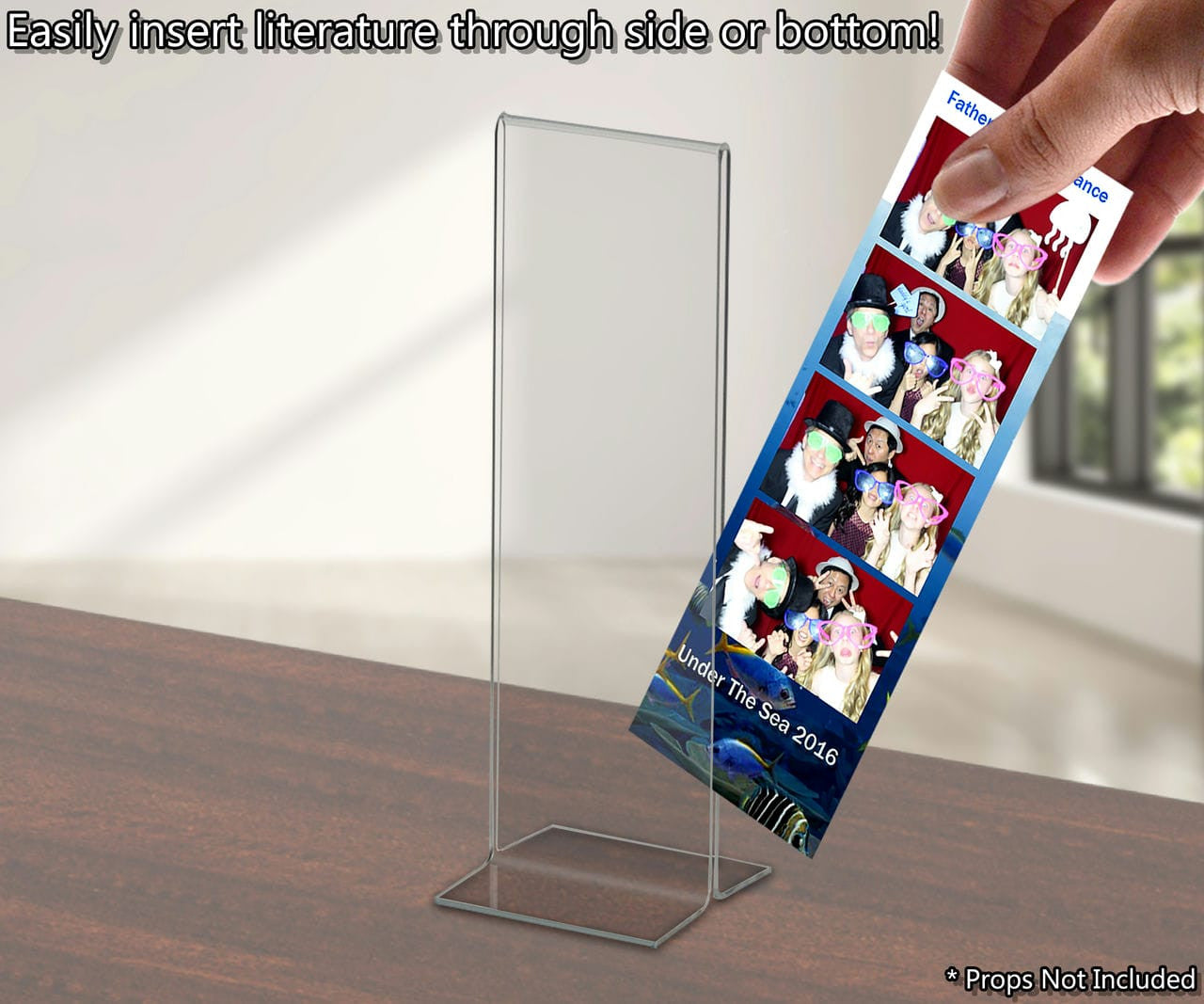 Easily insert literature through side or bottom