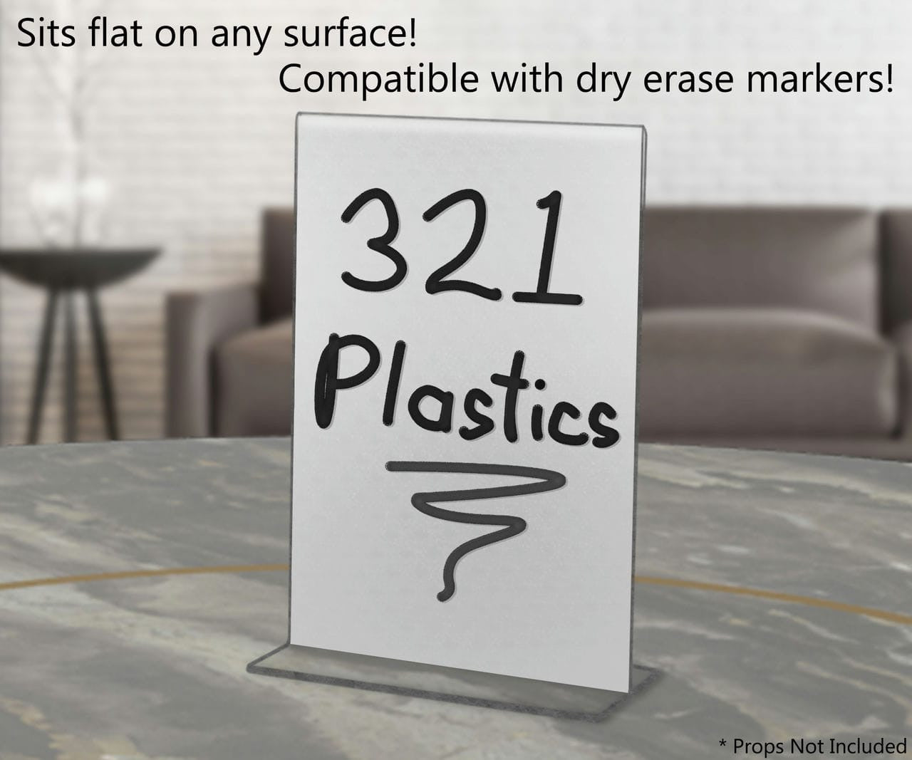 Sits flat on any surface and is compatible with dry erase markers