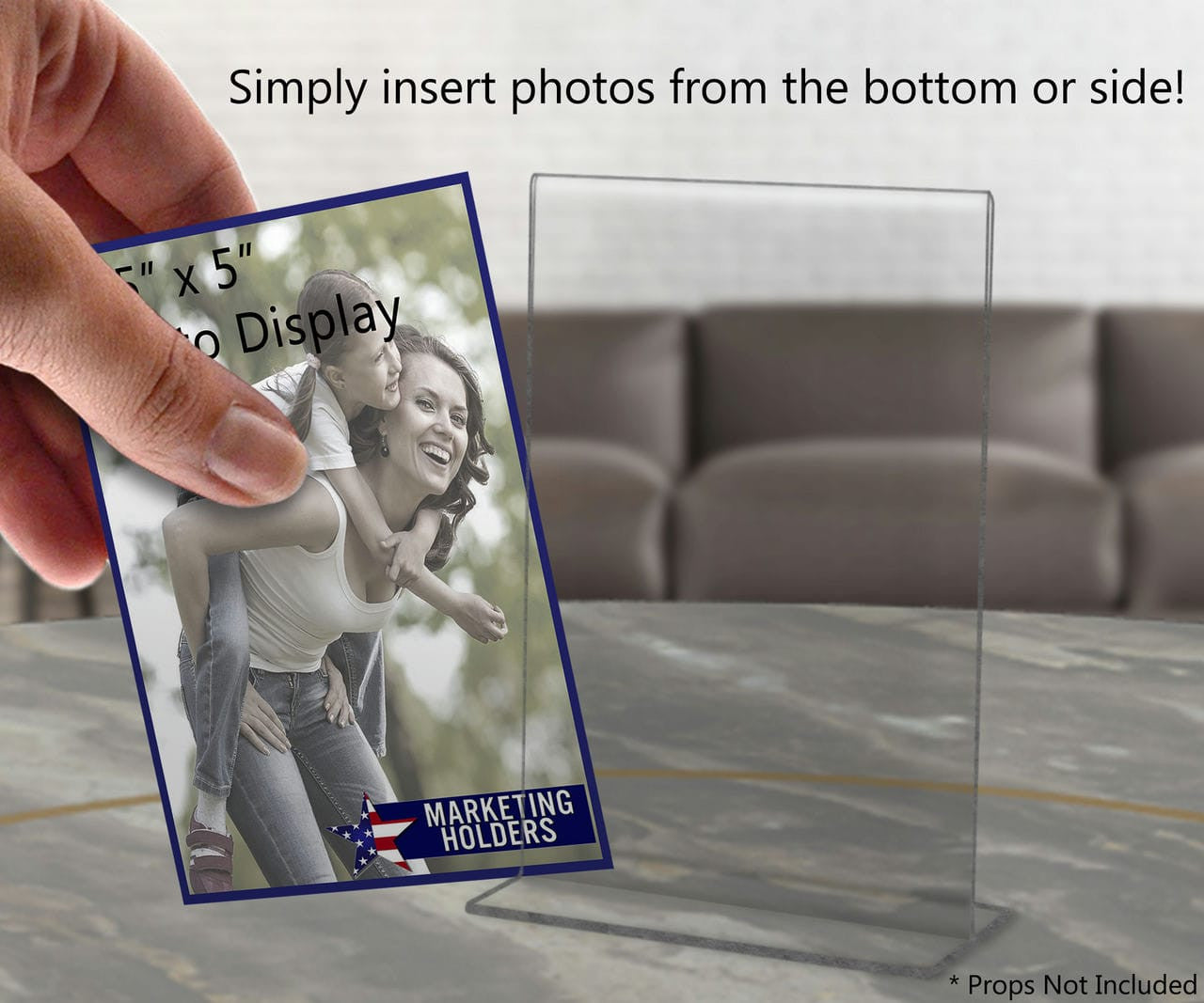 Simply insert photos from the bottom or side