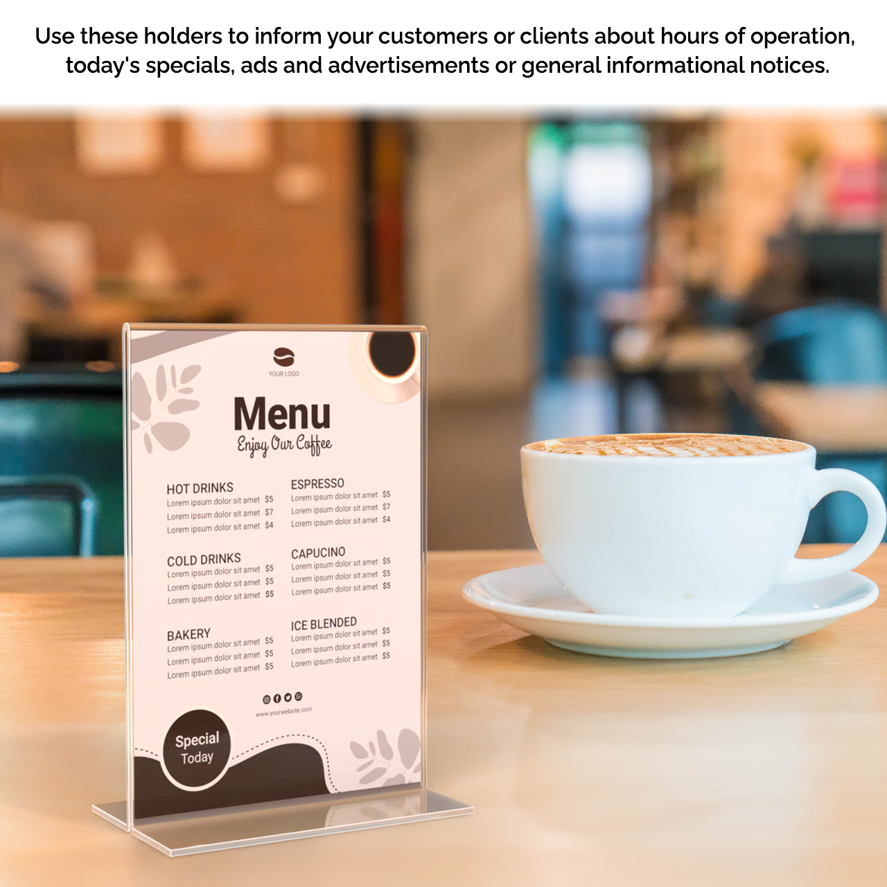 Sign Holder 4"W x 6"H Double Sided Bottom Load Table Tent