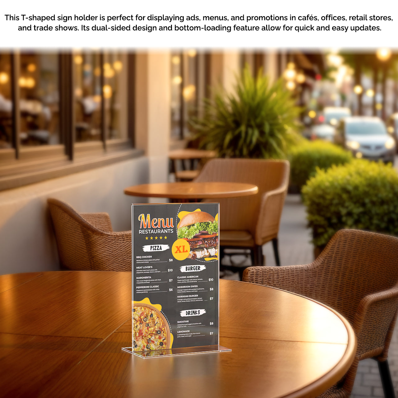 Sign Holder 5.5"W x 8.5"H Double Sided Bottom Load Table Tent