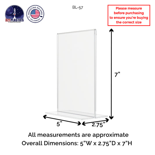 Sign Holder 5"W x 7"H Double Sided Bottom Load Table Tent