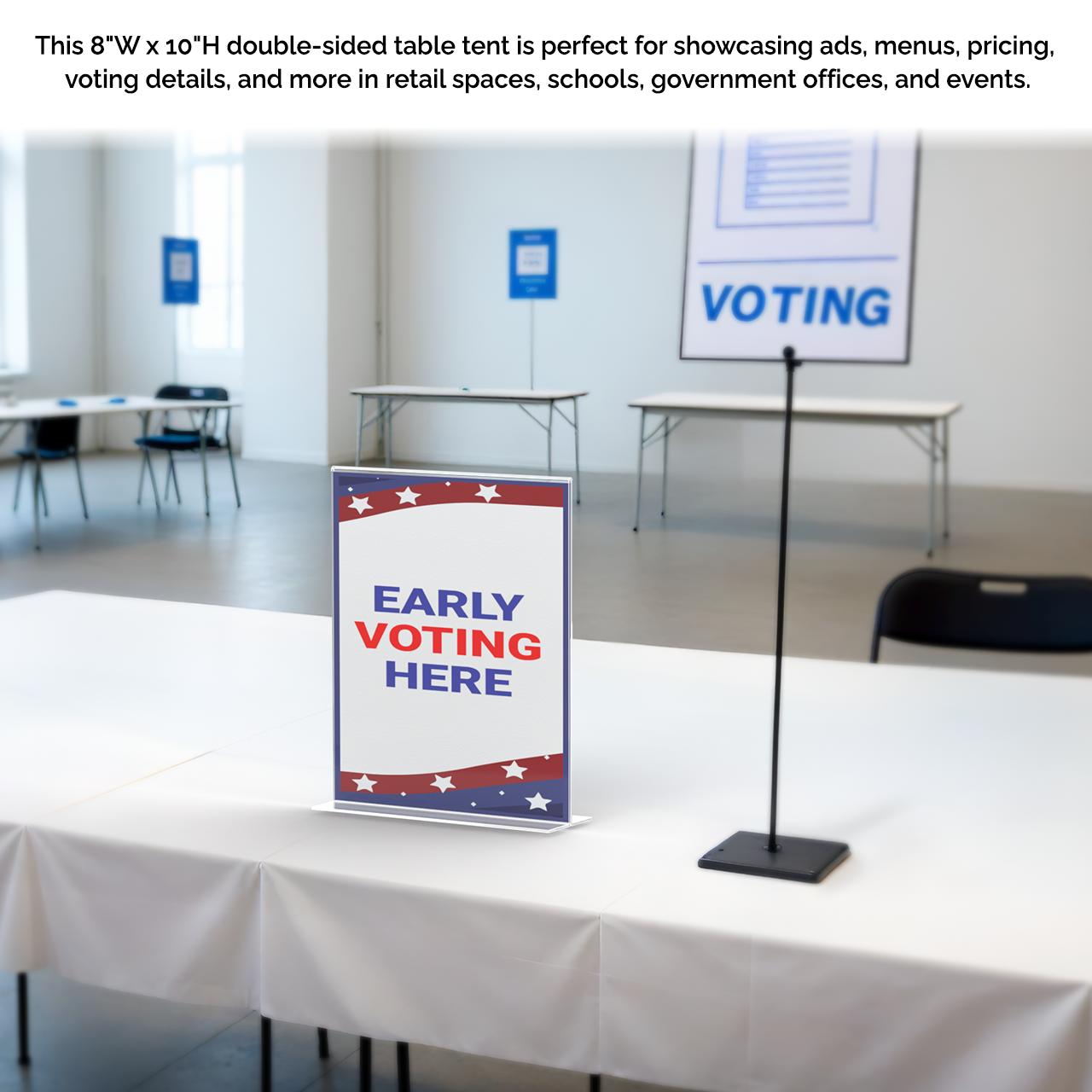 Sign Holder 8"W x 10"H Double Sided Bottom Load Table Tent