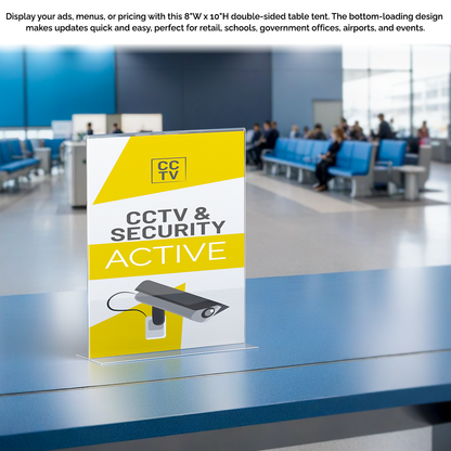 Sign Holder 8"W x 10"H Double Sided Bottom Load Table Tent