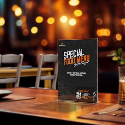 8.5"W x 11"H Table Ad Frame Sign Holder with Business Card Pocket