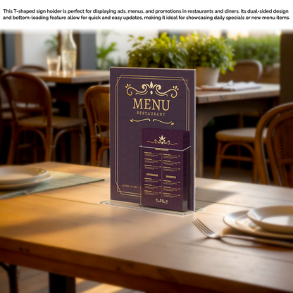 Sign Holder 8.5"W x 11"H with 4"W Trifold Brochure Pocket