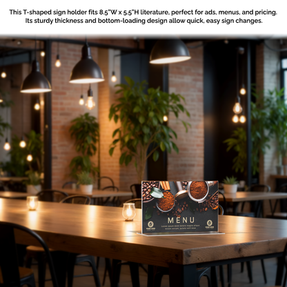 Sign Holder 8.5"W x 5.5"H Double Sided Bottom Load Table Tent