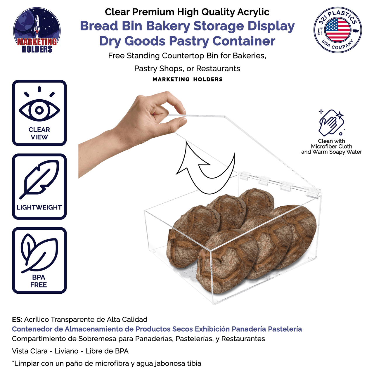 Bread Bin Bakery Storage Display Dry Goods Pastry Container