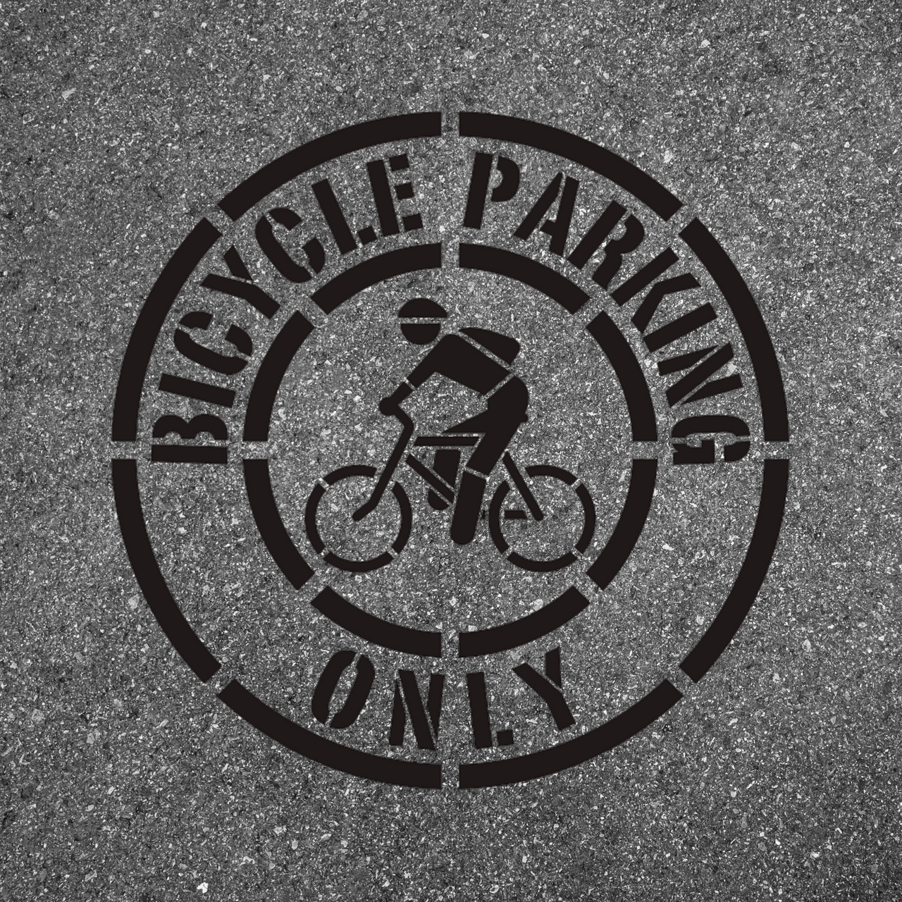 BICYCLE PARKING ONLY Stencil 17" Round Symbol