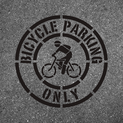 BICYCLE PARKING ONLY Stencil 17" Round Symbol