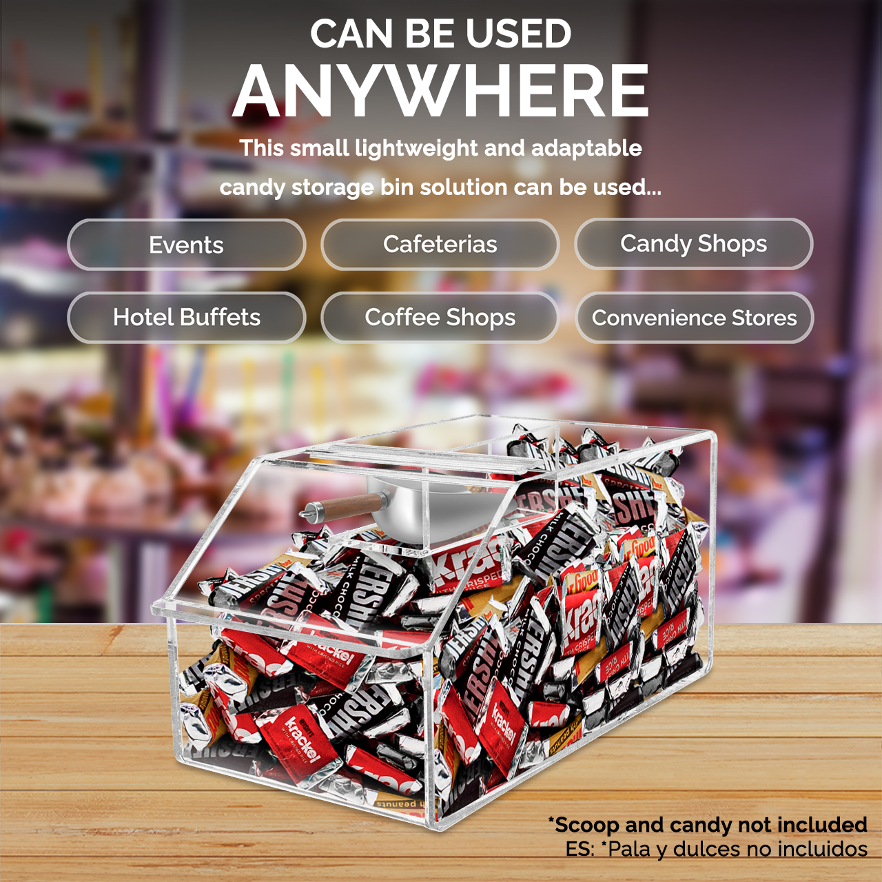 6" Candy and Topping Storage Bin with Scoop Caddy