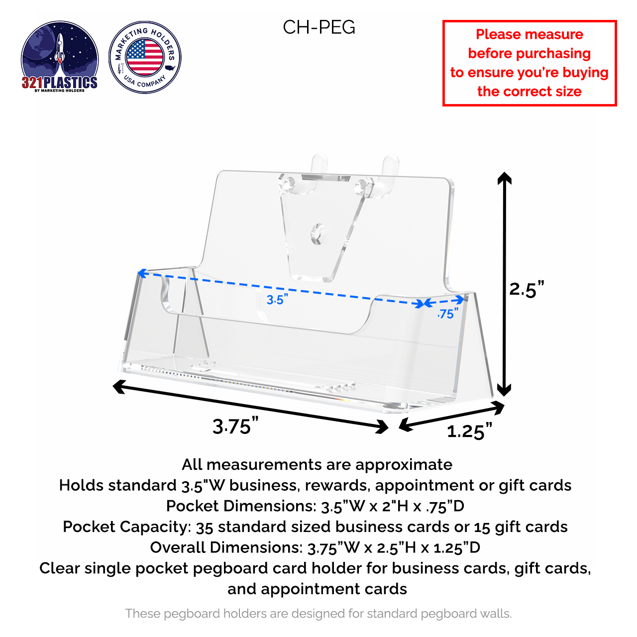 Pegboard Business Card Holder Clear Acrylic Rack Display