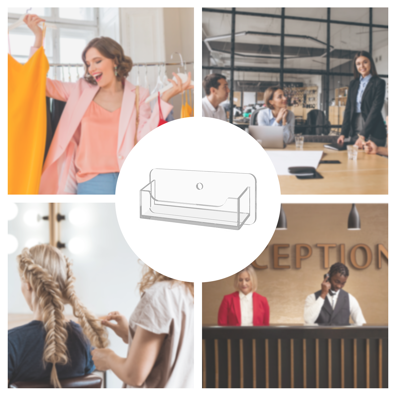 Business Card Holder Clear Horizontal Single Pocket Wall Mount