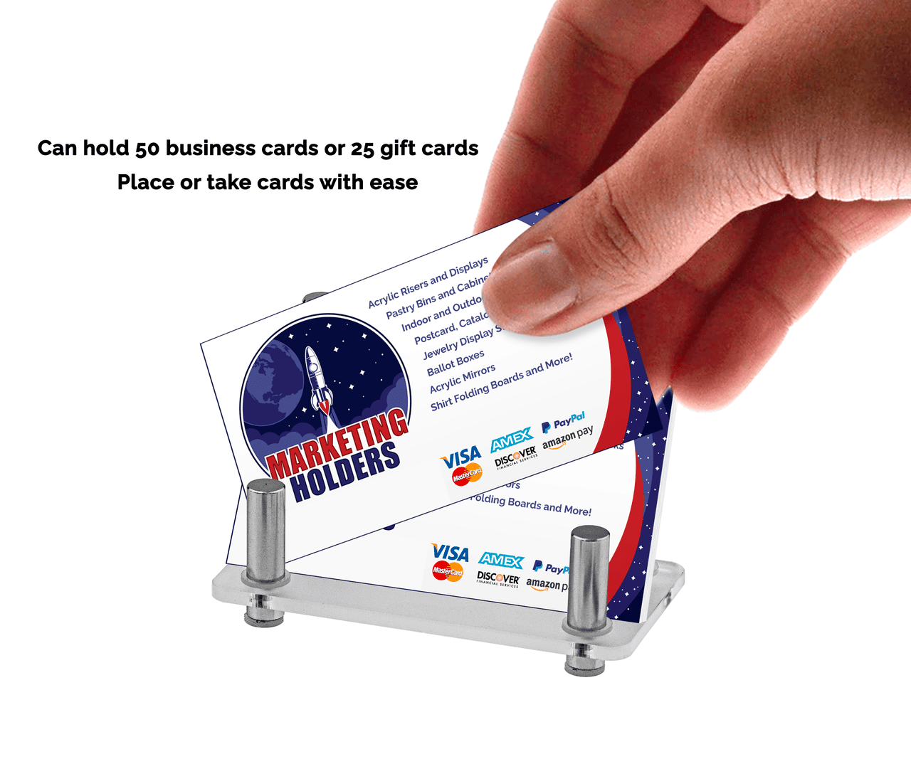 Barbershop Manly Business Card Stand with Chrome Rods