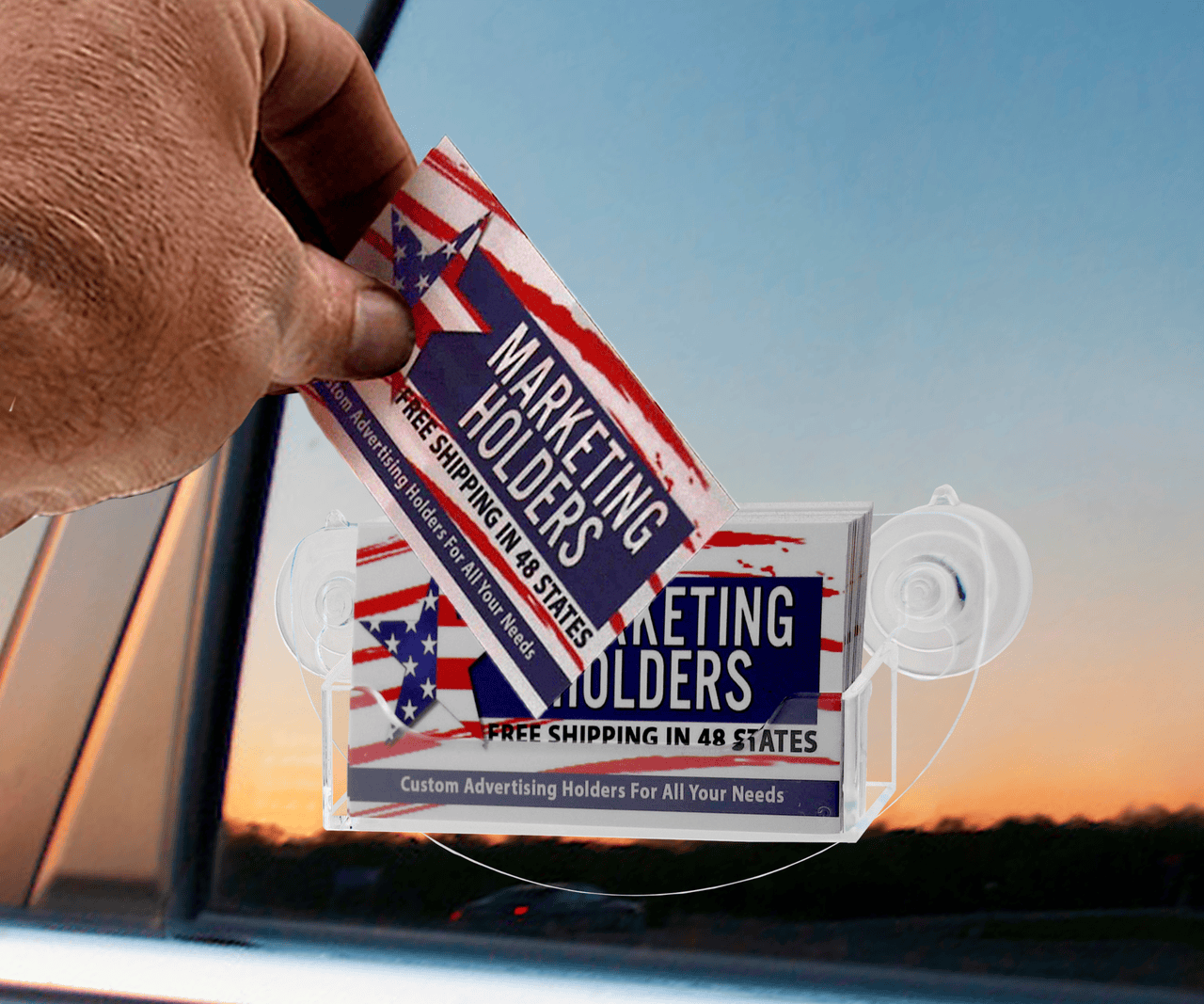 Business Card Holder Window Mount Single Pocket with Suction Cups