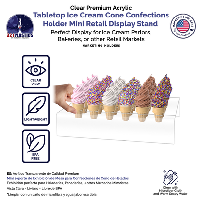 24 Slot Mini Waffle Ice Cream Cone Holder Retail Display Stand Acrylic