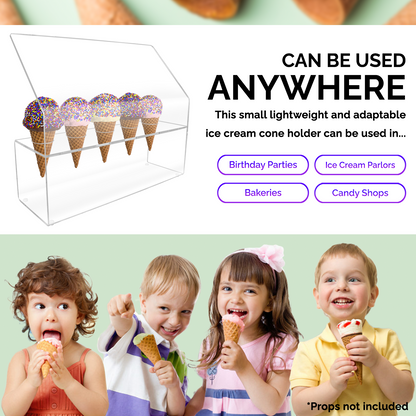 5 Slot Ice Cream Cone Dessert Holder With Slanted Sneeze Guard