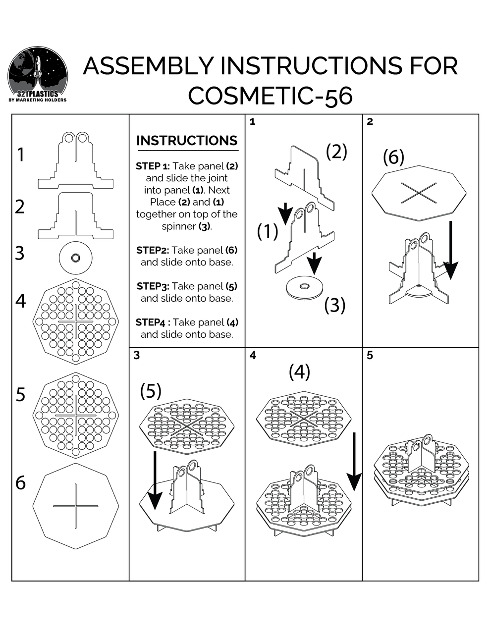 Rotating 56 Slot Cosmetic Organizer Clear Acrylic Display