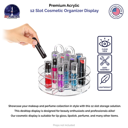 12 Slot Cosmetic Organizer Clear Acrylic Display