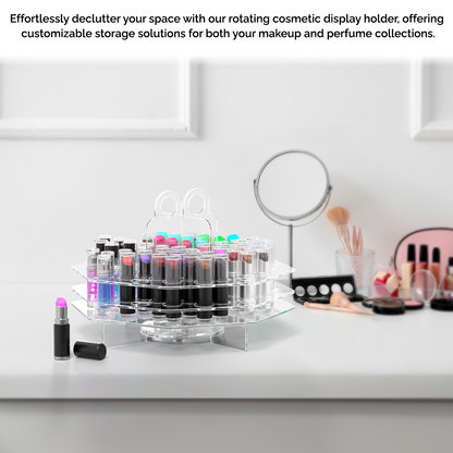 Rotating 56 Slot Cosmetic Organizer Clear Acrylic Display