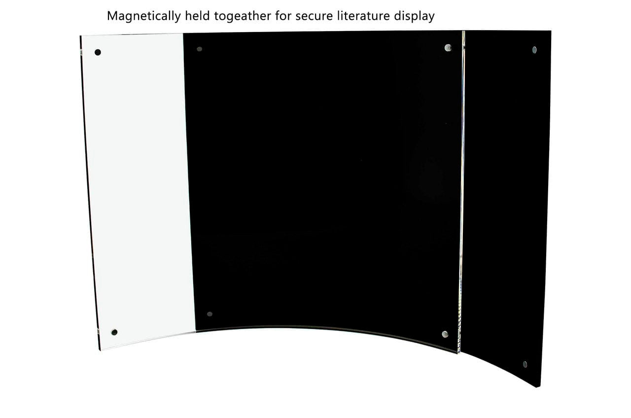 Eleven Inches Wide by Eight and a Half Inches High Sign Holder Curved with Black Back Table Countertop Display with Literature