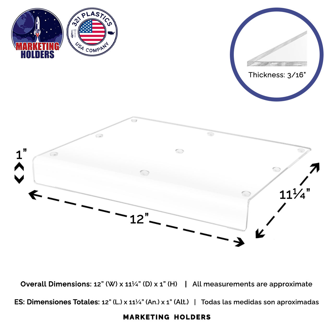 Cutting Board with Lip for Countertops Clear Acrylic