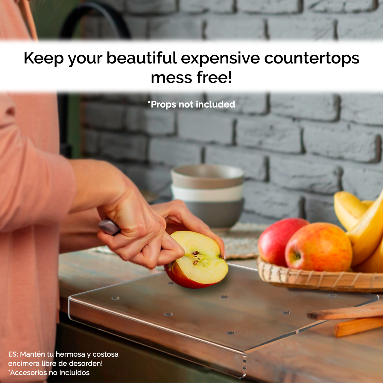 Cutting Board with Lip for Countertops Clear Acrylic