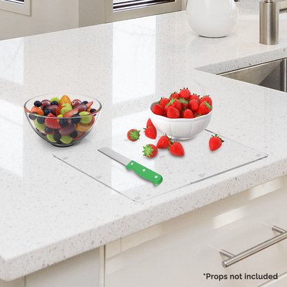 Flat Cutting Board with Rubber Bumpers for Countertops Clear Acrylic