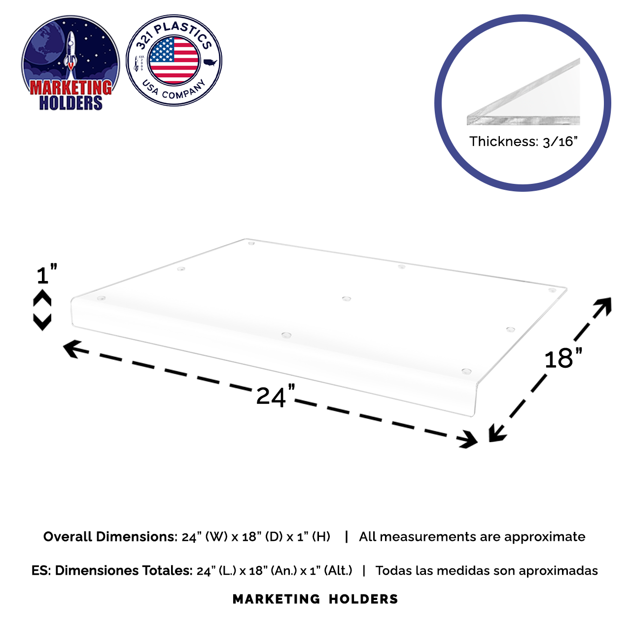 Cutting Board with Lip for Countertops Clear Acrylic