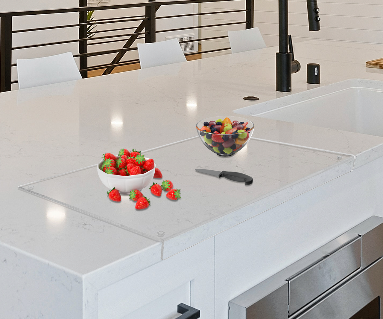 24" x 10" Clear Acrylic Cutting Board Protector for Countertops