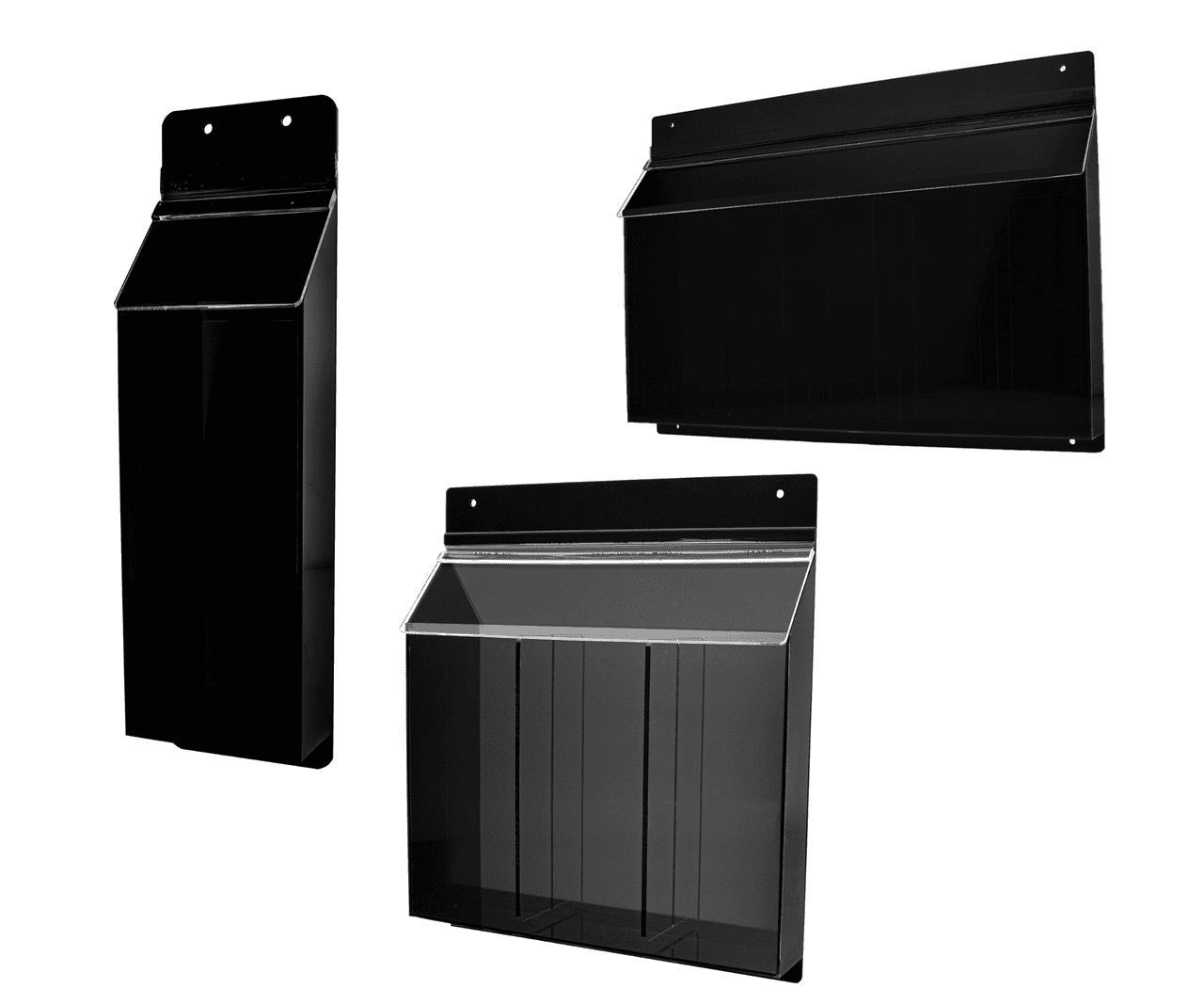 4"W x 9"H Outdoor Brochure Holder Wall Clear and Black Box